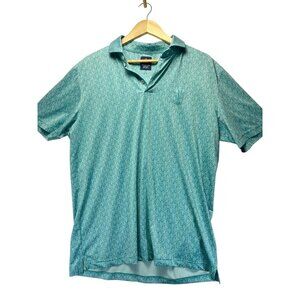 Donald Ross Sport Men's Blue Pattern Embroidered Golf Top Polo Shirt SZ L